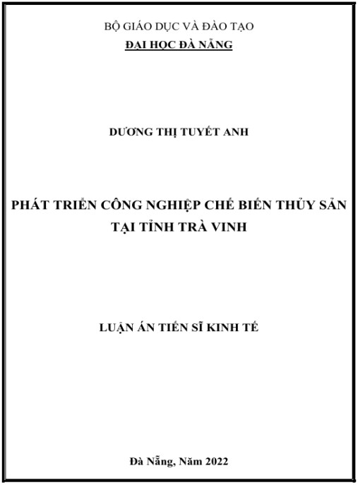 Luận án Phát triển công nghiệp chế biến thủy sản tại tỉnh Trà Vinh