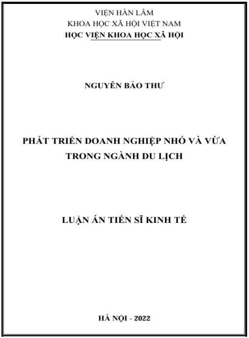 Luận án Phát triển doanh nghiệp nhỏ và vừa trong ngành du lịch Việt Nam