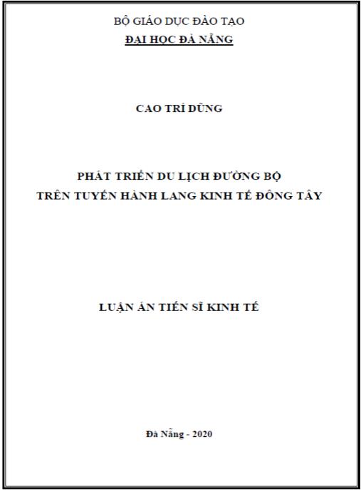 Luận án Phát triển du lịch đường bộ trên tuyến Hành lang kinh tế Đông Tây