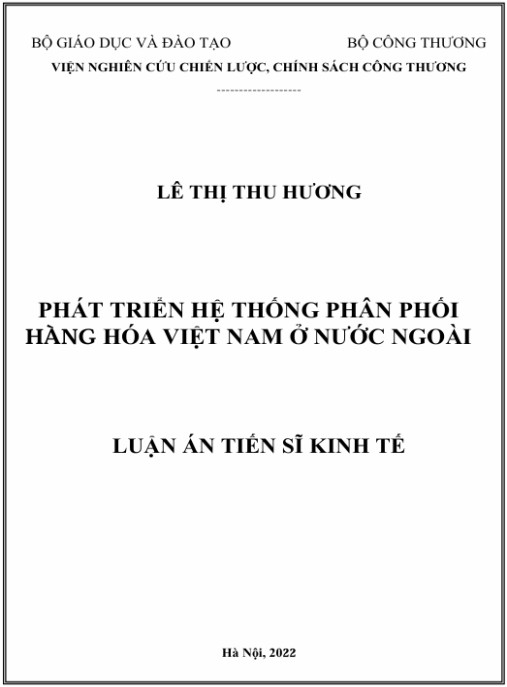 Luận án Phát triển hệ thống phân phối hàng hóa Việt Nam ở nước ngoài