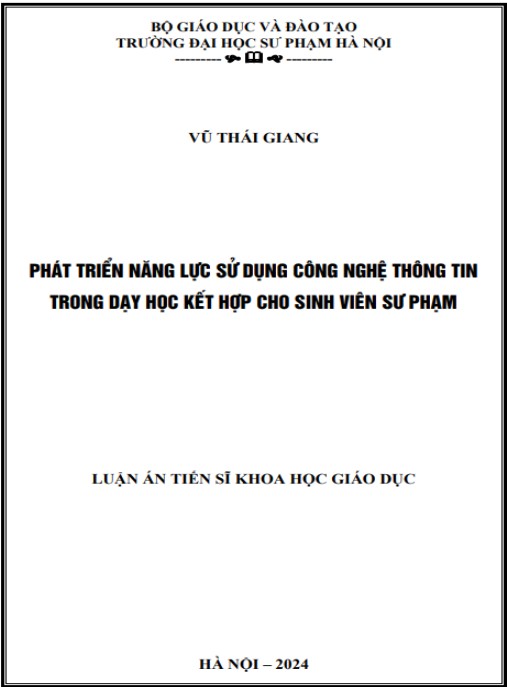 Luận án Phát triển năng lực sử dụng công nghệ thông tin trong dạy học kết hợp cho sinh viên sư phạm