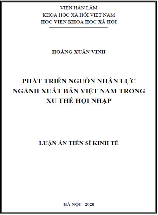 Luận án Phát triển nguồn nhân lực Xuất bản Việt Nam trong xu thế hội nhập