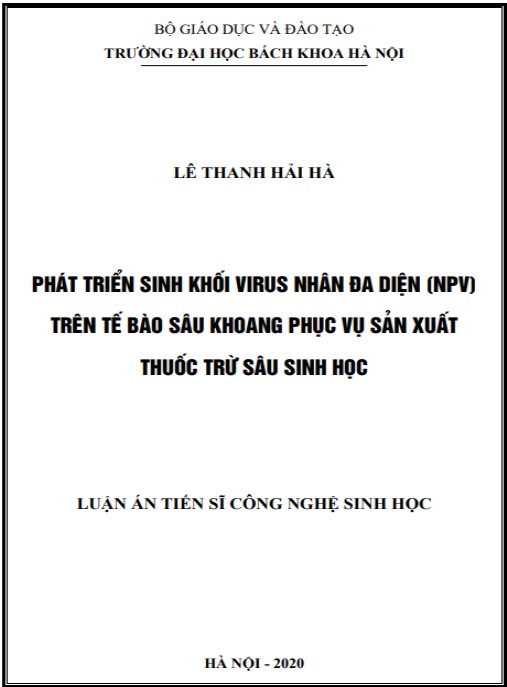 Luận án Phát triển sinh khối vi rút nhân đa diện (NPV) trên tế bào sâu khoang phục vụ sản xuất thuốc trừ sâu sinh học