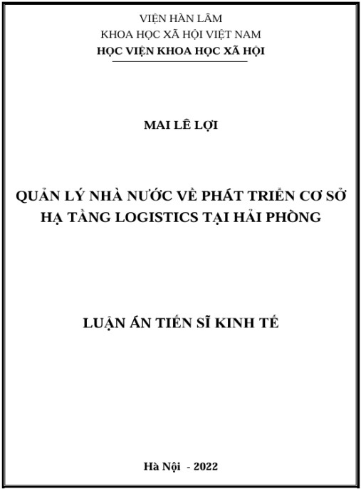 Luận án Quản lý nhà nước về phát triển cơ sở hạ tầng logistics tại Hải Phòng