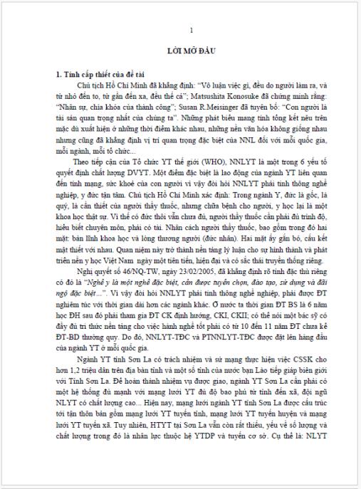 Luận án Quản lý nhà nước về phát triển nguồn nhân lực y tế trình độ cao tại Sơn La