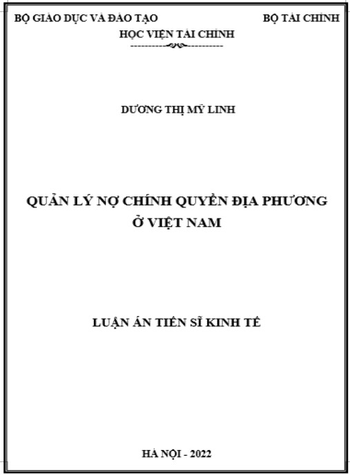 Luận án Quản lý nợ chính quyền địa phương ở Việt Nam