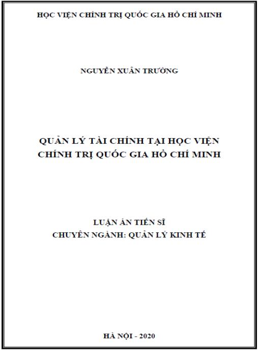 Luận án Quản lý tài chính tại Học viện Chính trị quốc gia Hồ Chí Minh