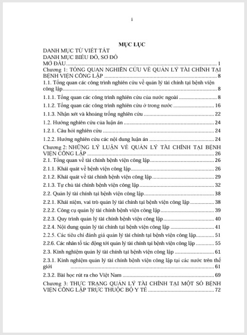 Luận án Quản lý tài chính tại một số bệnh viện công lập trực thuộc Bộ Y tế