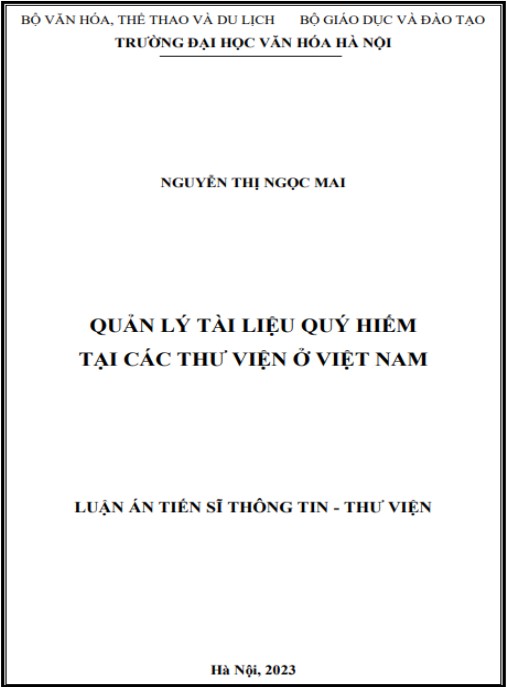 Luận án Quản lý tài liệu quý hiếm tại các thư viện ở Việt Nam