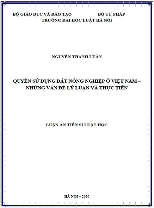 Luận án Quyền sử dụng đất nông nghiệp ở Việt Nam – Những vấn đề lý luận và thực tiễn