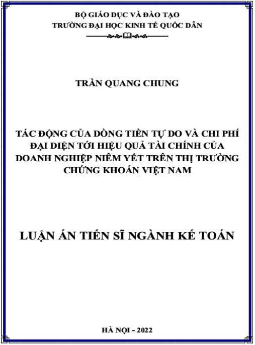 Luận án Tác động của dòng tiền tự do và chi phí đại diện tới hiệu quả tài chính của doanh nghiệp niêm yết trên thị trường chứng khoán Việt Nam
