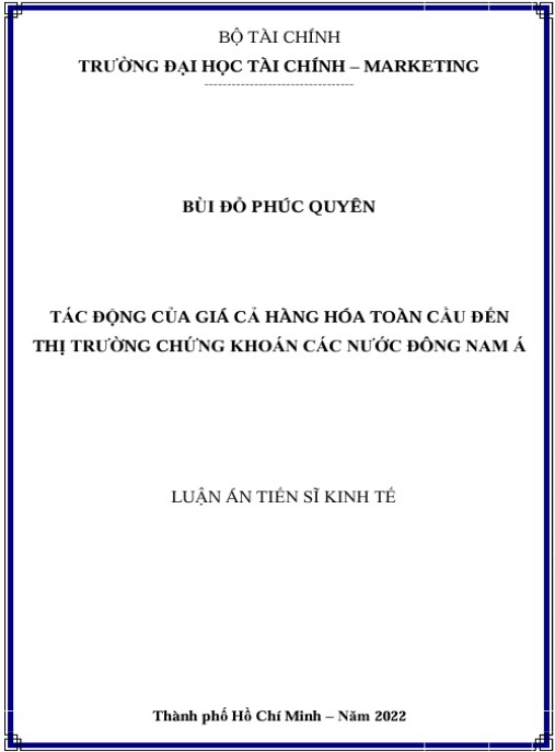 Luận án Tác động của giá cả hàng hóa toàn cầu đến thị trường chứng khoán các nước Đông Nam Á