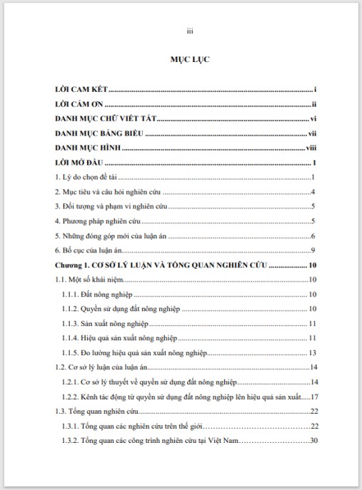 Luận án Tác động của quyền sử dụng đất nông nghiệp lên hiệu quả sản xuất nông nghiệp Việt Nam – Tiếp cận bằng các mô hình toán kinh tế