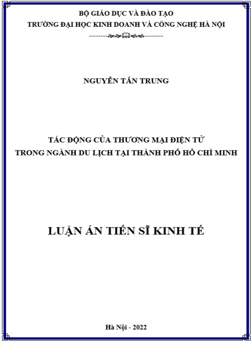 Luận án Tác động của thương mại điện tử trong ngành Du lịch tại Thành Phố Hồ Chí Minh