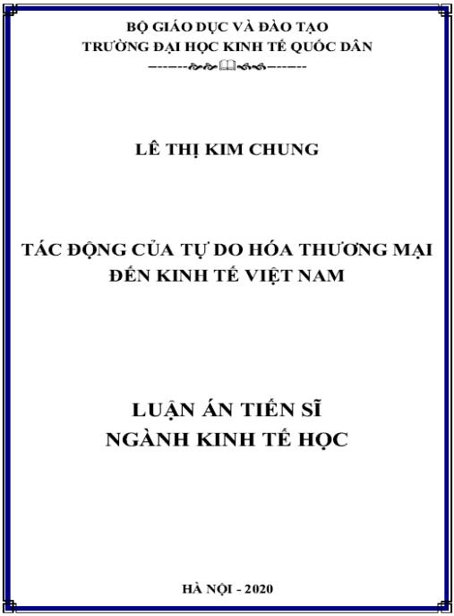 Luận án Tác động của tự do hóa thương mại đến kinh tế Việt Nam