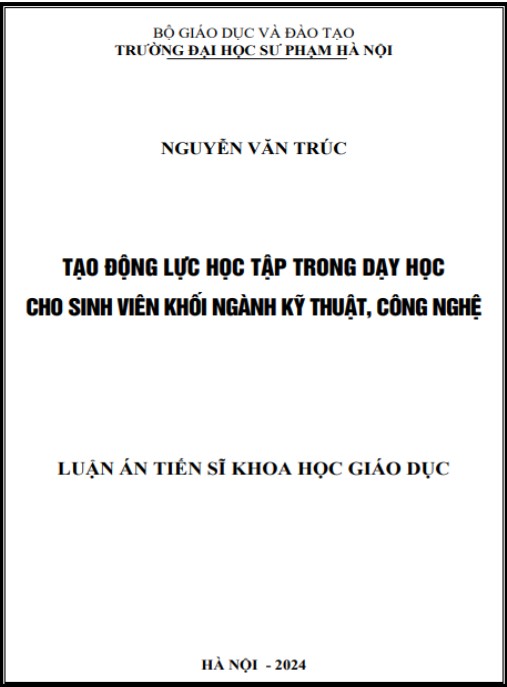Luận án Tạo động lực học tập trong dạy học cho sinh viên khối ngành kỹ thuật, công nghệ