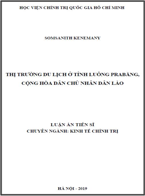 Luận án Thị trường du lịch ở tỉnh Luông Pra Băng, Cộng hòa Dân chủ nhân dân Lào