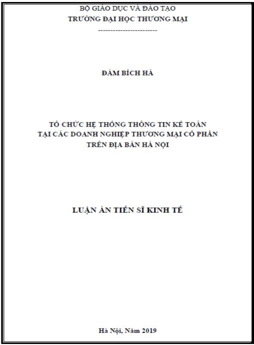 Luận án Tổ chức hệ thống thông tin kế toán tại các doanh nghiệp thương mại cổ phần trên địa bàn Hà Nội