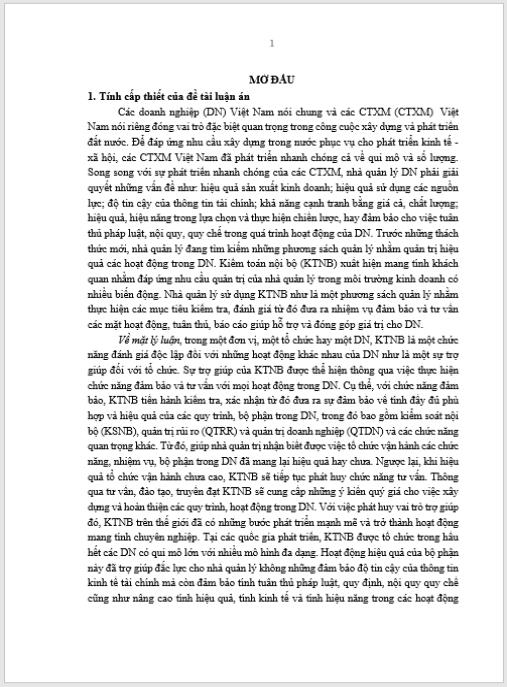 Luận án Tổ chức kiểm toán nội bộ trong các công ty xi măng Việt nam