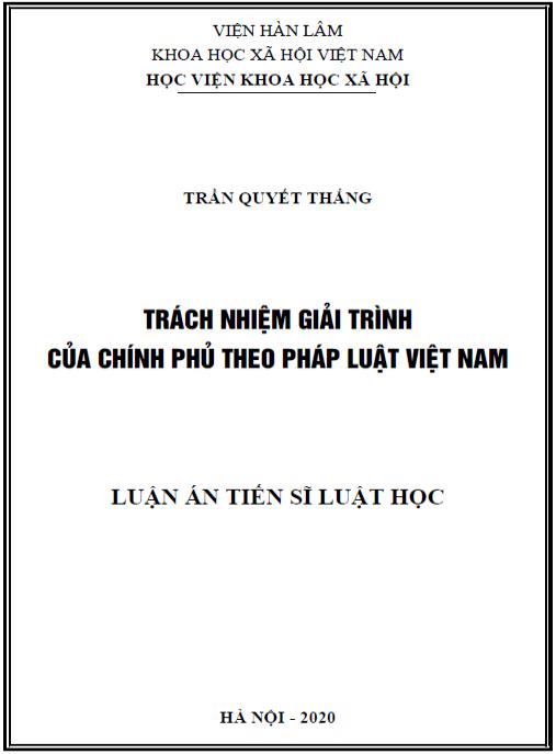 Luận án Trách nhiệm giải trình của Chính phủ theo pháp luật Việt Nam