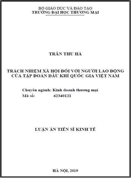 Luận án Trách nhiệm xã hội đối với người lao động của Tập đoàn Dầu khí quốc gia Việt Nam