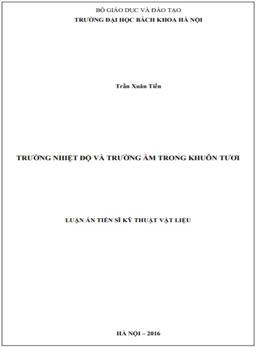 Luận án Trường nhiệt độ và trường ẩm trong khuôn tươi