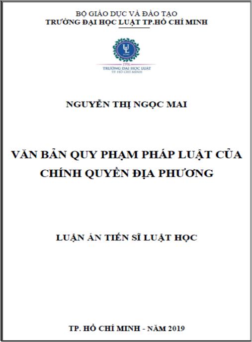 Luận án Văn bản quy phạm pháp luật của chính quyền địa phương