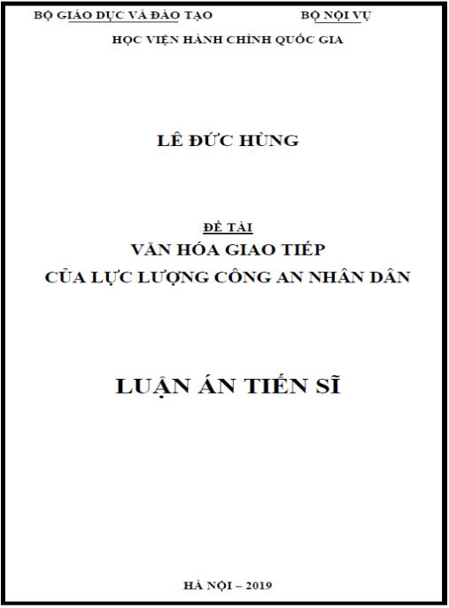 Luận án Văn hóa giao tiếp của lực lượng công an nhân dân