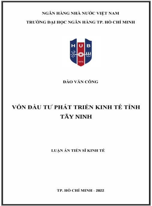 Luận án Vốn đầu tư phát triển kinh tế tỉnh Tây Ninh