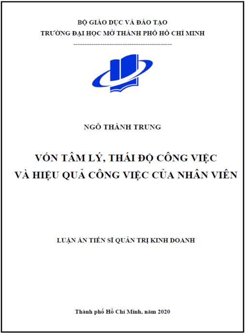 Luận án Vốn tâm lý, thái độ công việc và hiệu quả công việc của nhân viên.
