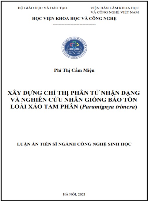 Luận án Xây dựng chỉ thị phân tử nhận dạng và nghiên cứu nhân giống bảo tồn loài Xáo tam phân (Paramignya trimera)