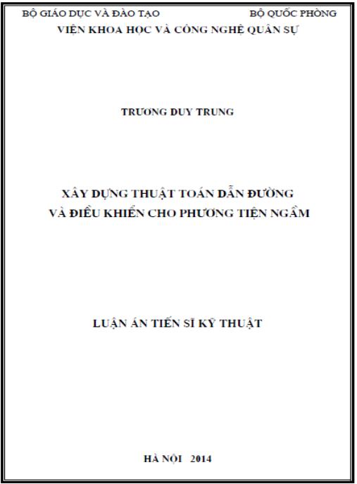 Luận án Xây dựng thuật toán dẫn đường và điều khiển cho phương tiện ngầm
