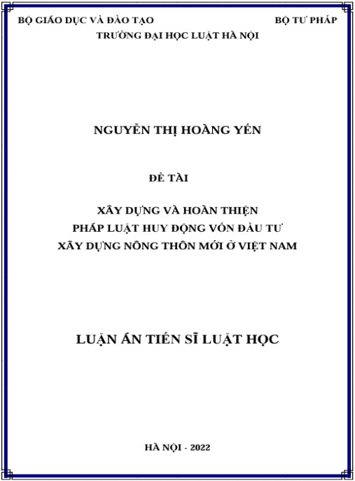 Luận án Xây dựng và hoàn thiện pháp luật huy động vốn đầu tư xây dựng nông thôn mới ở Việt Nam