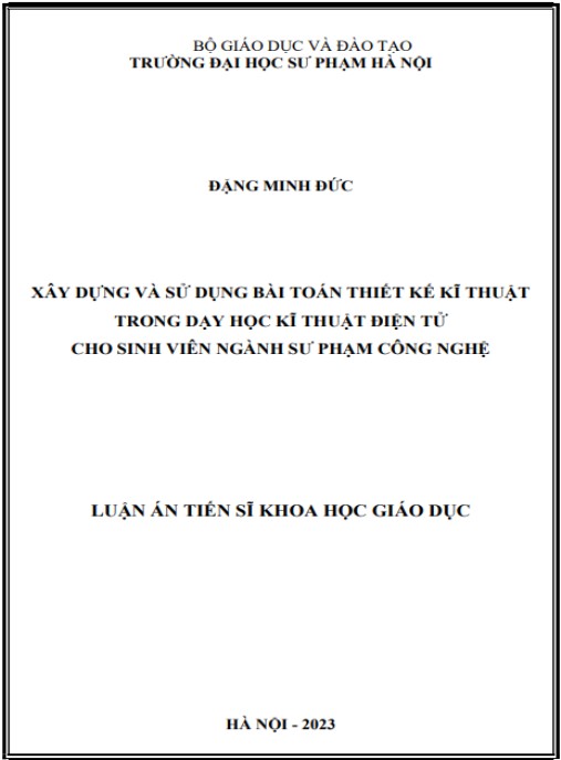 Luận án Xây dựng và sử dụng bài toán thiết kế kĩ thuật cho sinh viên ngành Sư phạm Công nghệ