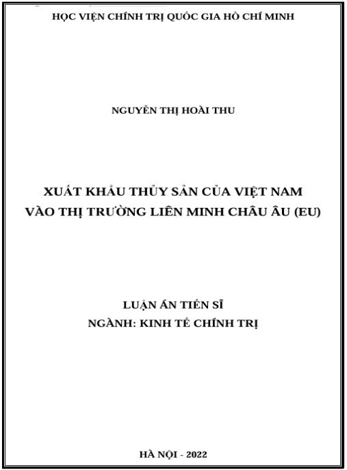Luận án Xuất khẩu thủy sản của Việt Nam vào thị trường liên minh châu Âu (EU)