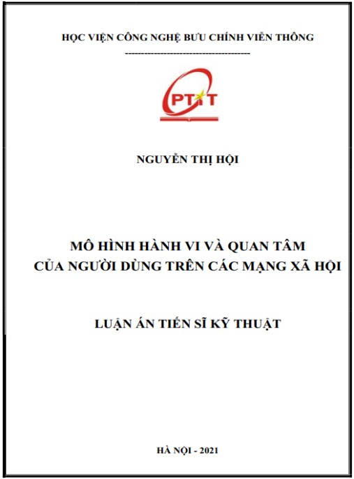 Luận án Mô hình hành vi và quan tâm của người dùng trên các mạng xã hội
