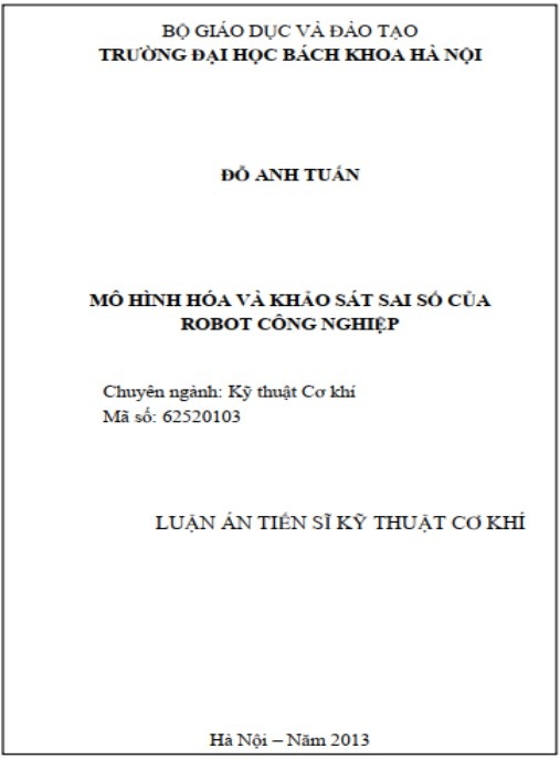 Luận án Mô hình hóa và khảo sát sai số của robot công nghiệp