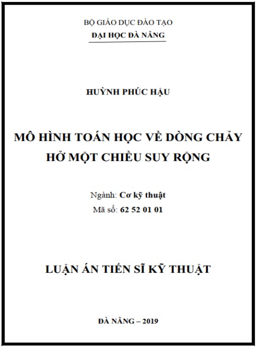 Luận án Mô hình toán học về dòng chảy hở một chiều suy rộng