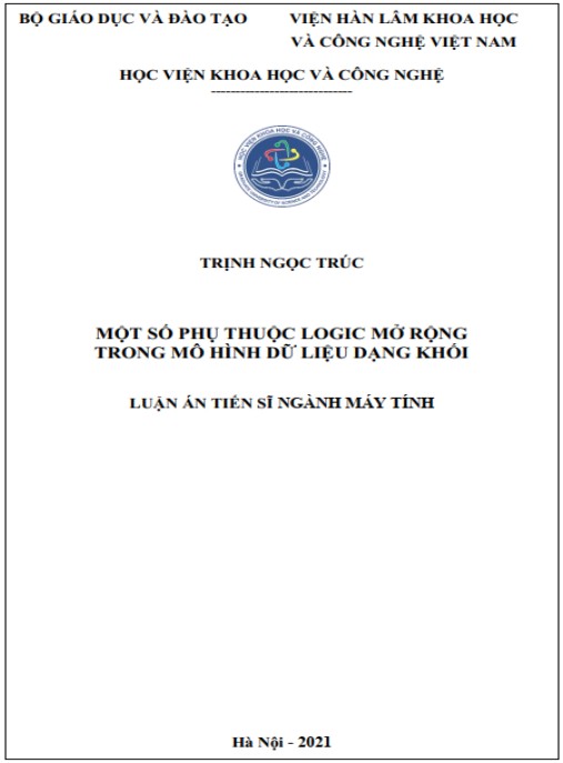 Luận án Một số phụ thuộc logic mở rộng trong mô hình dữ liệu dạng khối