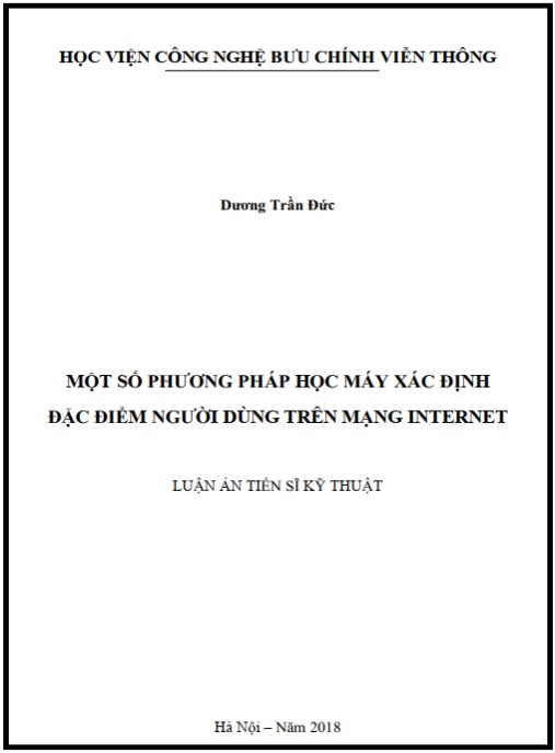 Luận án Một số phương pháp học máy xác định đặc điểm người dùng trên mạng internet