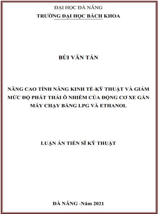 Luận án Nâng cao tính năng kinh tế-kỹ thuật và giảm mức độ phát thải ô nhiễm của động cơ xe gắn máy chạy bằng LPG và Ethanol