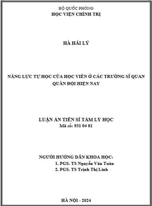 Luận án Năng lực tự học của học viên ở các trường sĩ quan quân đội hiện nay