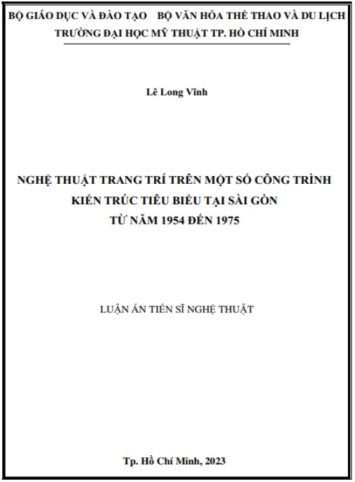 Luận án Nghệ thuật trang trí trên một số công trình kiến trúc tiêu biểu tại Sài Gòn từ năm 1954 đến 1975