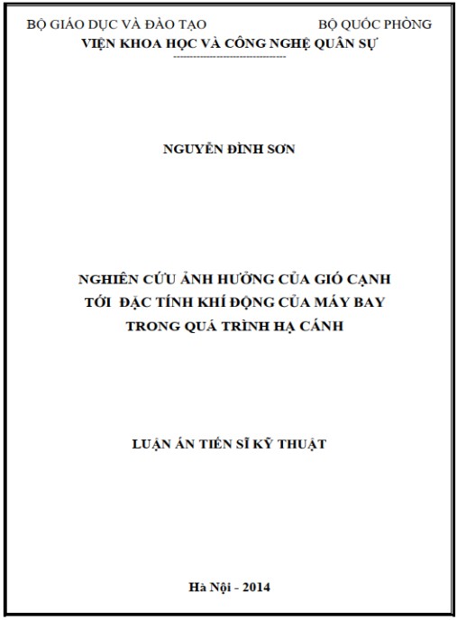 Luận án Nghiên cứu ảnh hưởng của gió cạnh tới đặc tính khí động của máy bay trong quá trình hạ cánh