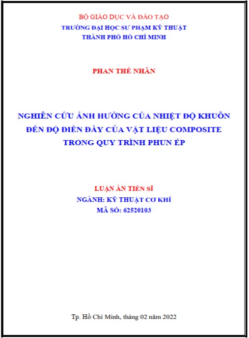 Luận án Nghiên cứu ảnh hưởng của nhiệt độ khuôn đến độ điền đầy của vật liệu composite trong quy trình phun ép