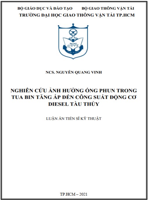 Luận án Nghiên cứu ảnh hưởng ống phun trong tua bin tăng áp đến công suất động cơ diesel tàu thủy