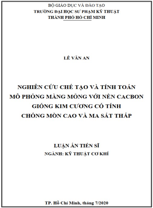 Luận án Nghiên cứu chế tạo và tính toán mô phỏng màng mỏng với nền cacbon giống kim cương có tính chống mòn cao và ma sát thấp