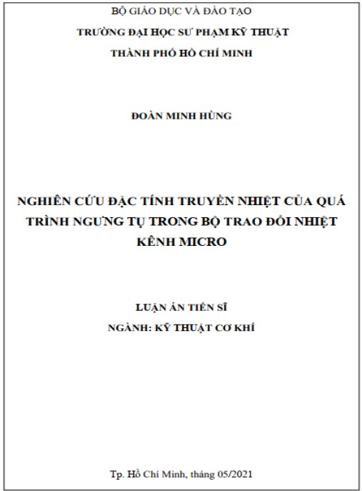 Luận án Nghiên cứu đặc tính truyền nhiệt của quá trình ngưng tụ trong bộ trao đổi nhiệt kênh micro
