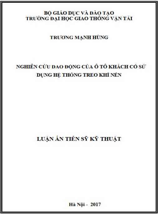 Luận án Nghiên cứu dao động của ô tô khách có sử dụng hệ thống treo khí nén