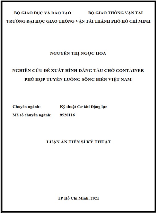 Luận án Nghiên cứu đề xuất hình dáng tàu chở container phù hợp tuyến luồng sông biển Việt Nam